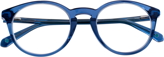 Pair of blue eyeglasses made of acetate