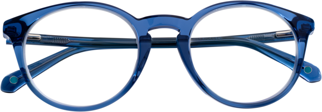 Pair of blue eyeglasses made of acetate