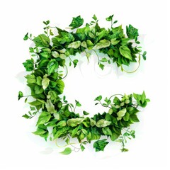 Obraz premium Letter C from branches and green leaves isolated. Easy to remove background.