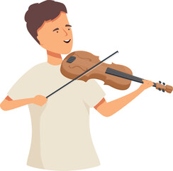 Young musician is passionately playing the violin, showcasing his talent and love for music