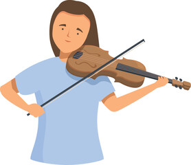 Young woman musician is playing the violin with a calm face