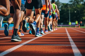 Athletes warming up on the track
