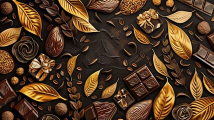 Chocolate-themed vector background with rich textures and patterns. Perfect for adding a sweet touch to your designs.