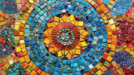 Vibrant mosaic design for fabric ceramics and creative projects