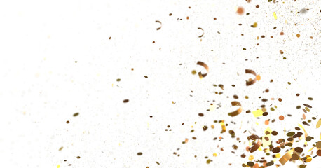 Radiant Revelry: Dynamic 3D Illustration of a Radiating gold Confetti Celebration