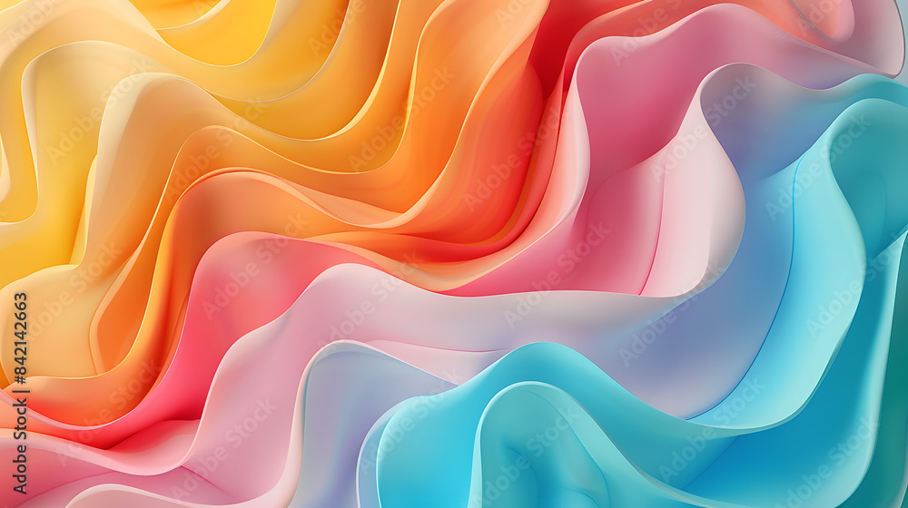 Poster abstract colorful background with fluid shapes and curves. 3d rendering illustration. colorful waves