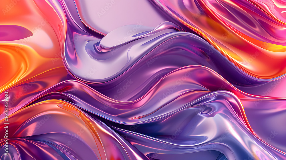 Poster abstract colorful background with fluid shapes and curves. 3d rendering illustration. colorful waves