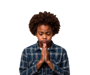 boy praying with folded hands