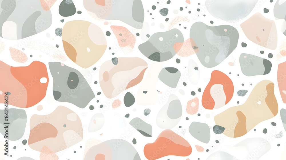 Poster abstract flat vector shapes of organic forms and patterns. pastel colors on white background. simple