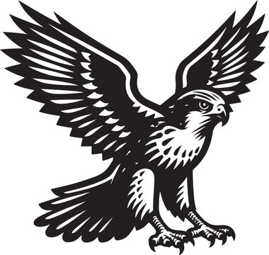soaring black and white falcon clip art preview