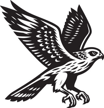 black and white falcon soaring clip art preview