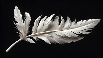 Obraz premium This 3D illustration offers a detailed view of two textures feathers on a black background