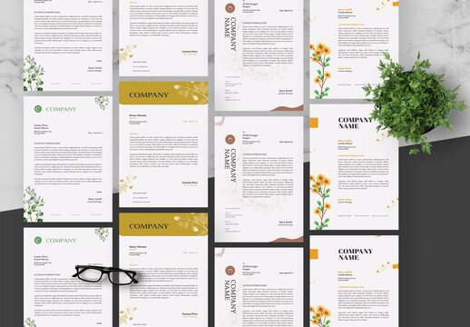 Brown And White Floral Company Letterhead