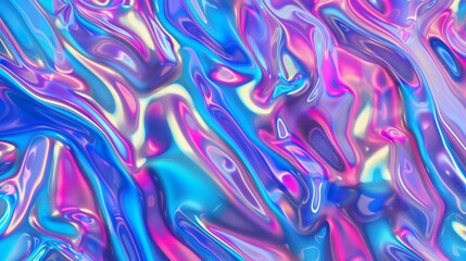 Fototapeta premium Grainy iridescent holographic gradient background. Psychedelic colourful pattern for your business and brand. Trippy moving water glossy texture