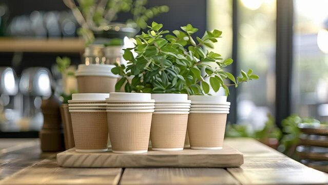 A stack of sy paper cups perfect for serving hot or cold beverages and completely recyclable.