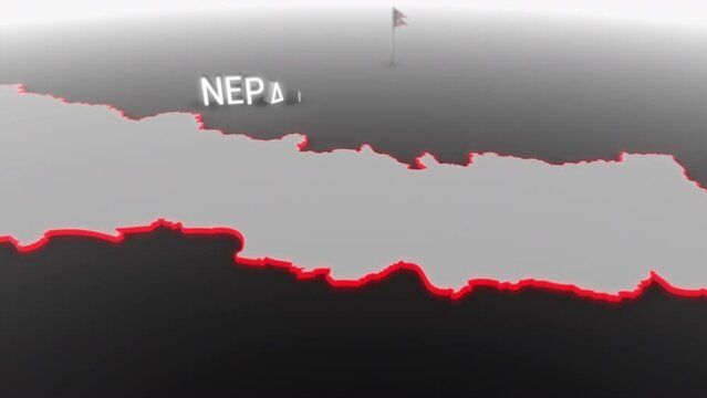 3d animated map of Nepal gets hit and fractured by the text &ldquo;Inflation&rdquo;