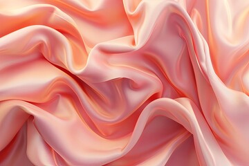 Obraz premium A close-up of peachy pink satin fabric draped in abstract folds, creating a soft and luxurious background. Generative AI