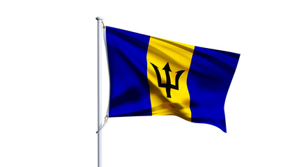 barbados flag fluttering in the wind on transparent background, barbados wavy realistic flag