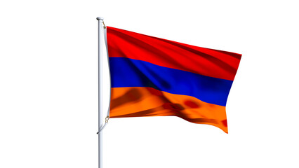 Armenia flag fluttering in the wind on transparent background, Armenian wavy realistic flag