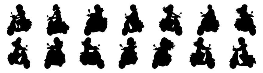 Moped scooter silhouette set vector design big pack of illustration and icon © Catnip