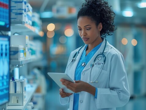 Genetic Counselor Explaining Test Results on Tablet in Modern Office Setting