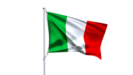 Waving flag of italy isolated on transparent background.
