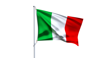 Waving flag of italy isolated on transparent background.