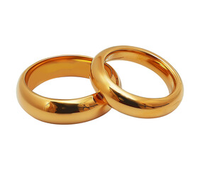 Gold wedding rings isolated on transparent background