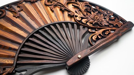 Fan made of wood featuring cut out designs