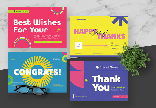 Colorful Geometric Thank You Card