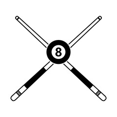 Crossed Pool Sticks Eight Ball Cue