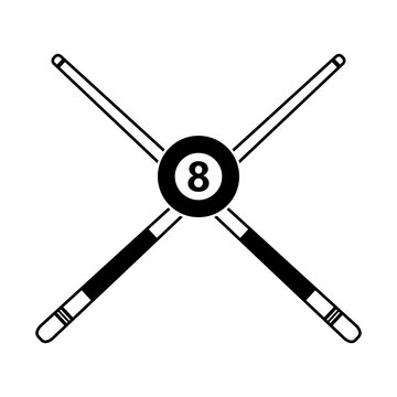 Crossed Pool Sticks Eight Ball Cue