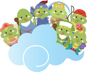 雲に乗ってやってきた十二支のヘビの七福神セット