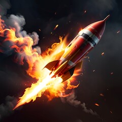 Missile Rocket with Fire Trail
