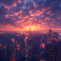 Fototapeta premium Golden Hour Metropolis - Dusk Cityscape Photography