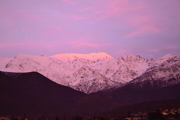 sunset in andes mountains