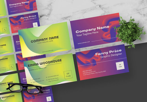 Green And Purple 3D Business Card