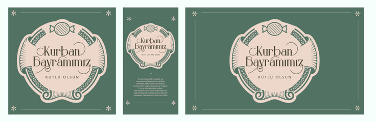 Feast of the Sacrifice (Eid al-Adha Mubarak) Feast of the Sacrifice Greeting (Turkish: Kurban Bayraminiz Mubarek Olsun) Holy days of muslim community. Islamic background.