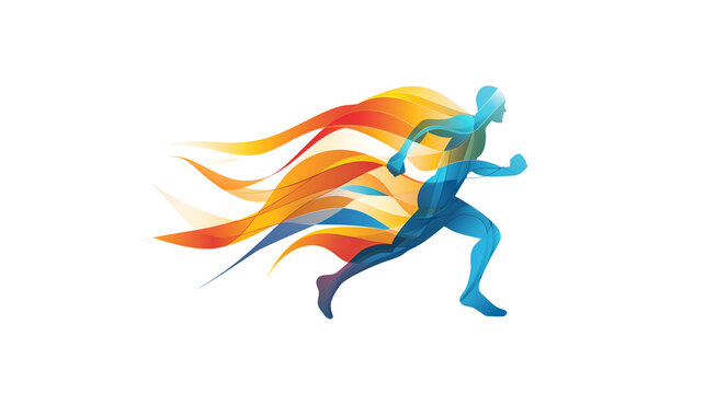 Dynamic health logo depicting a human figure in motion, symbolizing energy and well-being, sports logo