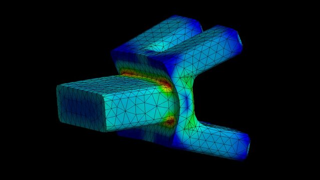 Mechanic simulation engineering - Mechanical part Displacement and stress finite element analysis