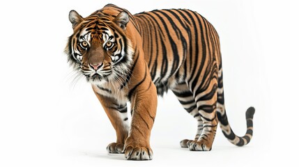 A prowling tiger with isolated background