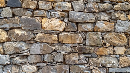 Fototapeta premium Ancient stone wall of an 18th century castle or fortress with weathered and cracked bricks in close up view