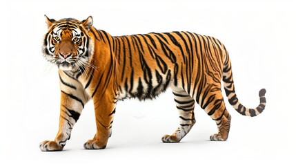 Fototapeta premium A prowling tiger with isolated background