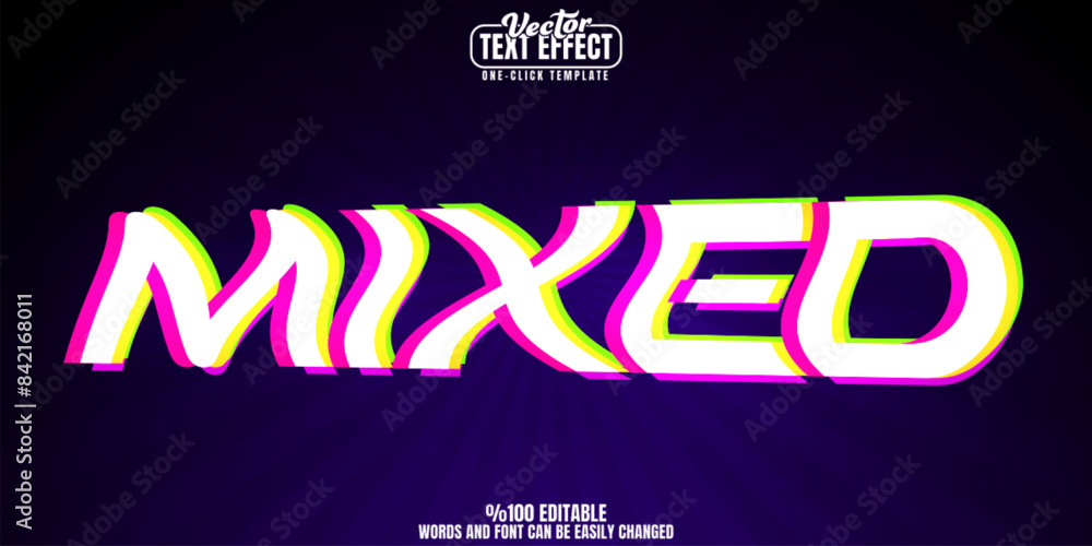 Aufkleber glitch editable text effect, customizable trippy and psychedelic 3d font style