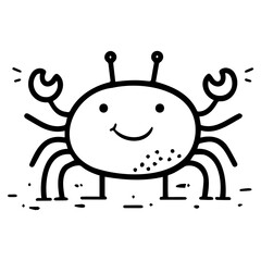 Obraz premium Illustration of a cute, smiling crab with a simple doodle style, perfect for educational and decorative purposes.