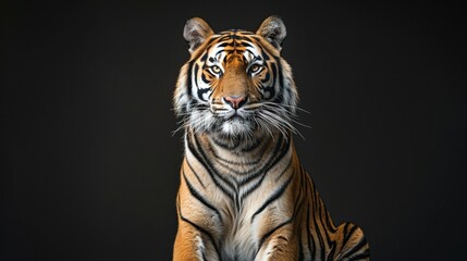 An elegant tiger sitting with isolated background