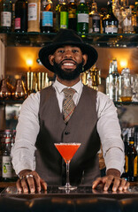 Stylish cocktails: a professional bartender in action