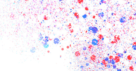 Red white blue shiny confetti stars on white background, isolate, tricolor concept, independence and freedom day USA