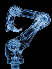 Holographic projection X-ray futuristic advanced robotic arm concept
