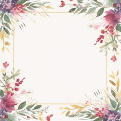 Obraz premium Wedding invitation card. floral square frame with empty space on background